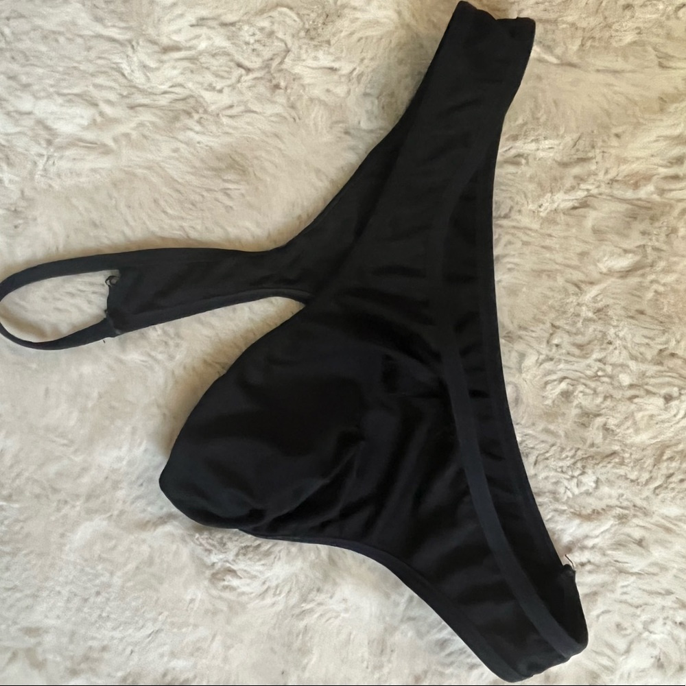 Mens Black Thong w/ Sewn in C Ring